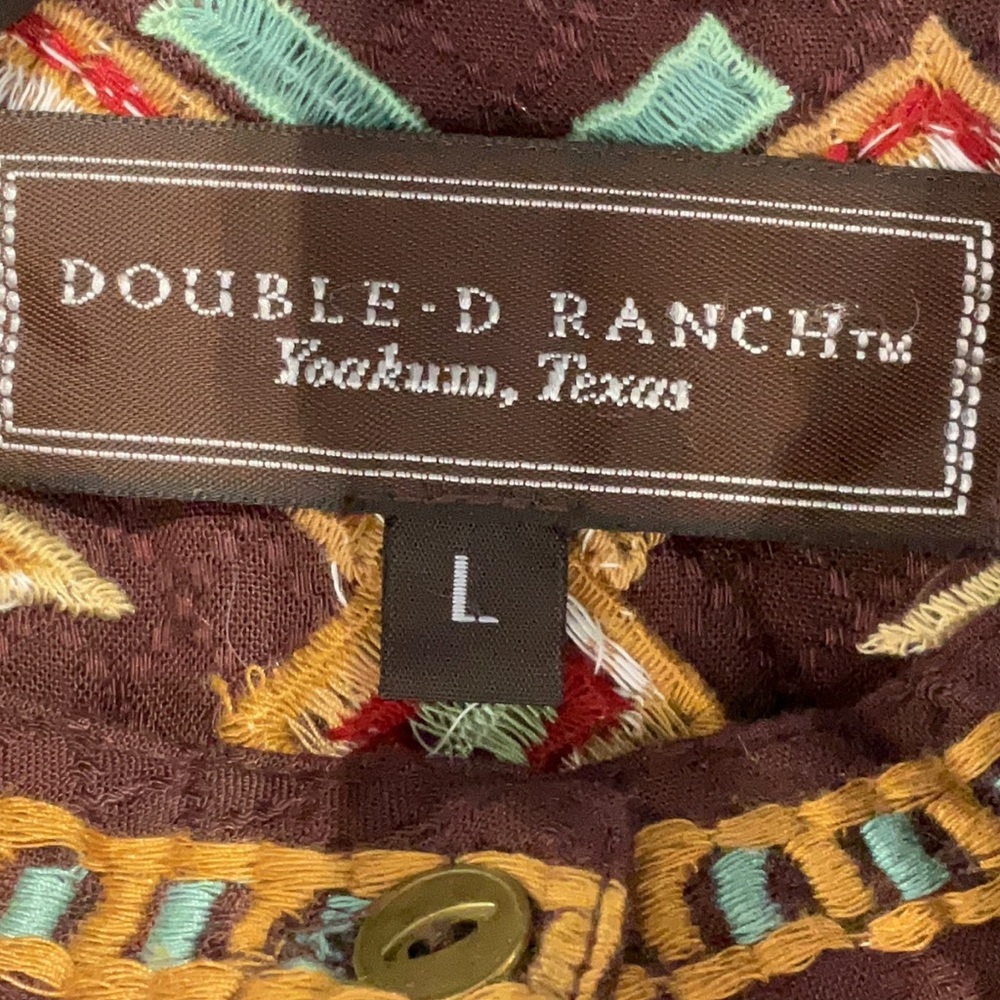 Double D Ranch Dark Brown Embroidered Thunderbird Blouse Yellowstone Ranch Rodeo - Picture 5 of 7